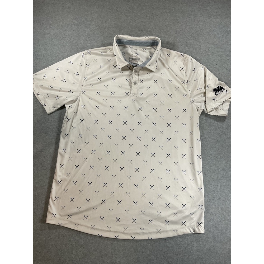 Swannies Mens PGA West Golf Polo Shirt White Crossed Oars Print Large 1915